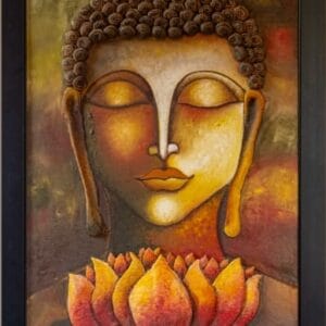 Buddha with Lotus flower 3D Oil Painting